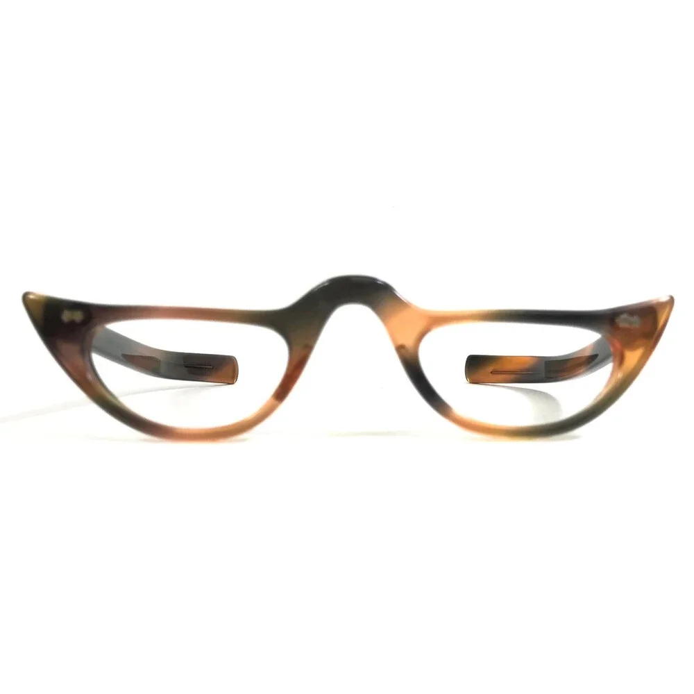 Vintage SRO Eyeglasses Frames LADY OVERSIGHT Brown Orange Horn Cat Eye 40-15-123